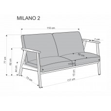 Divvietīgs dīvāns MILANO 2S, olīvju